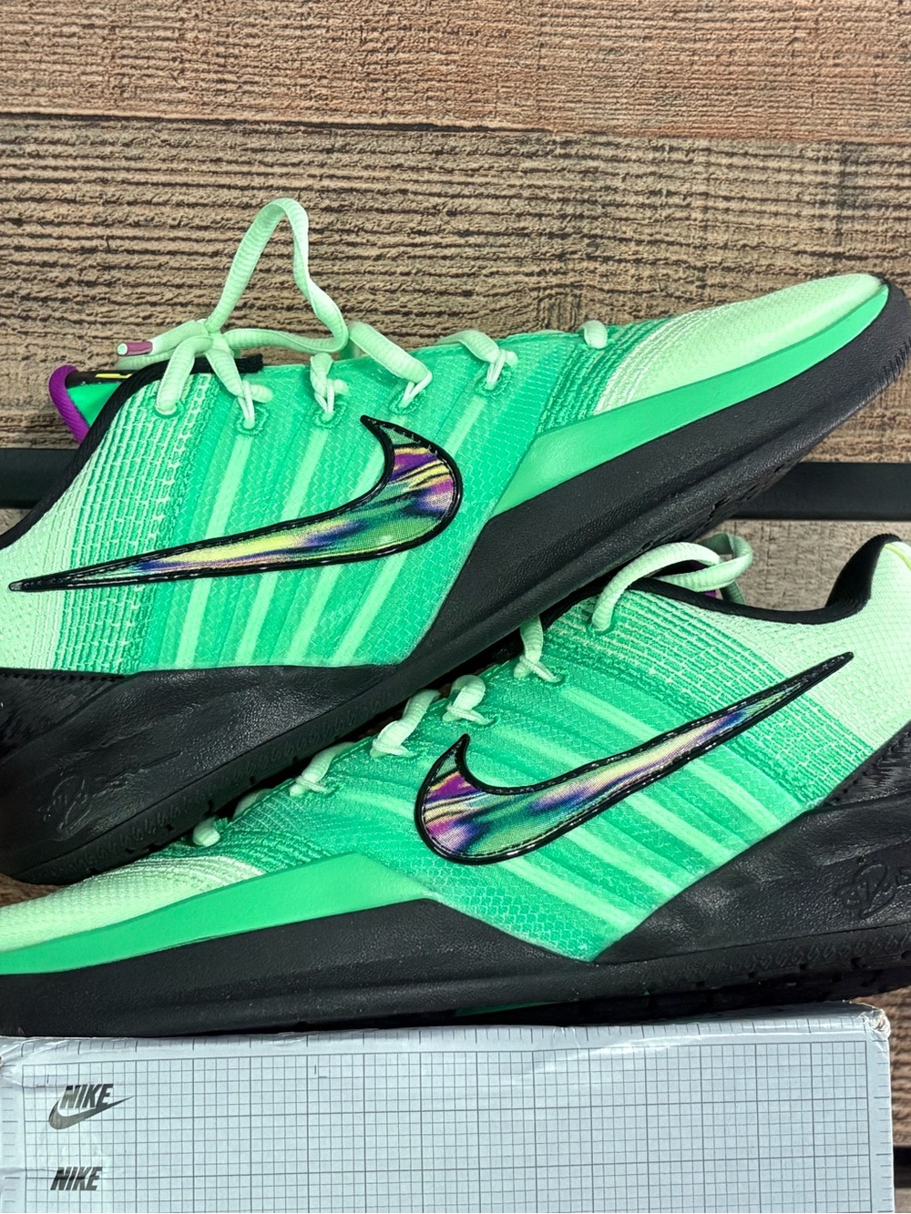Nike Sabrina’s. Basketball sneakers with Iridescent Swoosh women’s 8.5, men’s 7